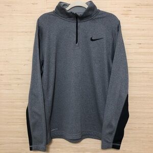 Nike Gray Black Therma-Fit Quarter Zip Sweater Size Large